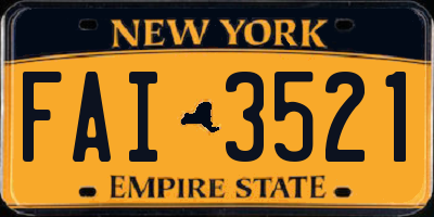 NY license plate FAI3521