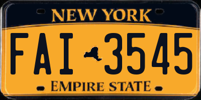 NY license plate FAI3545