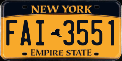 NY license plate FAI3551