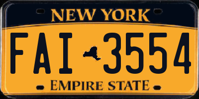 NY license plate FAI3554