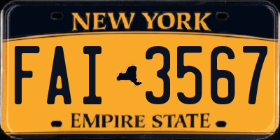 NY license plate FAI3567