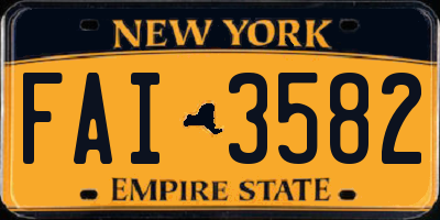 NY license plate FAI3582