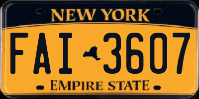 NY license plate FAI3607