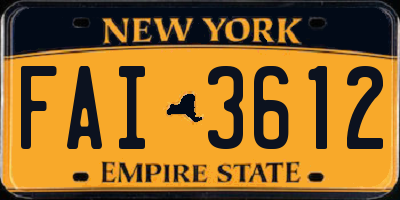 NY license plate FAI3612