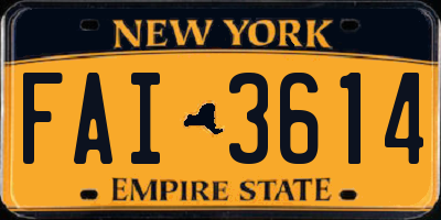 NY license plate FAI3614