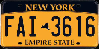 NY license plate FAI3616