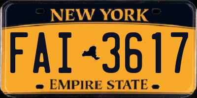 NY license plate FAI3617