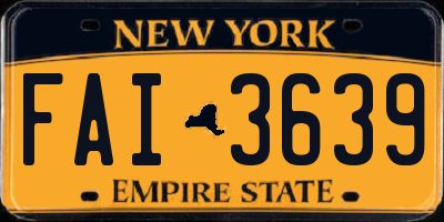 NY license plate FAI3639