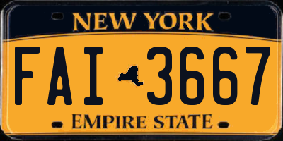 NY license plate FAI3667