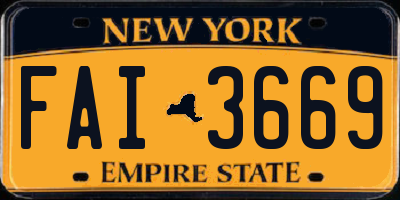 NY license plate FAI3669