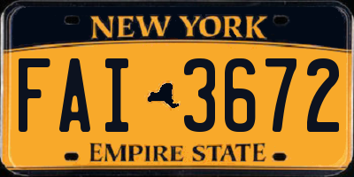 NY license plate FAI3672