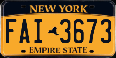 NY license plate FAI3673