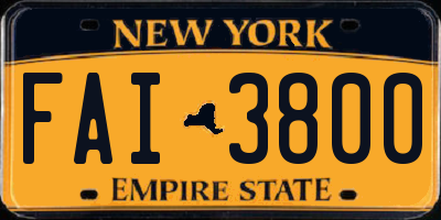 NY license plate FAI3800