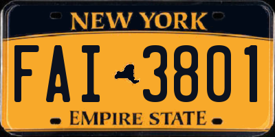 NY license plate FAI3801