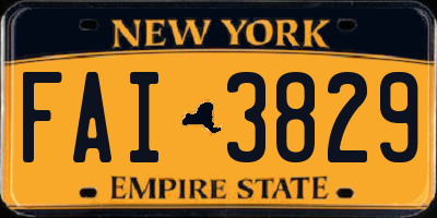 NY license plate FAI3829