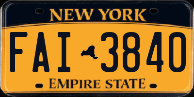 NY license plate FAI3840