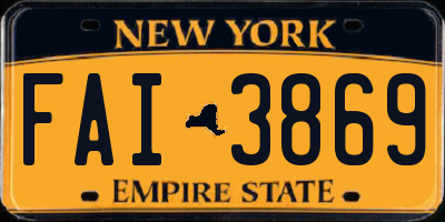 NY license plate FAI3869