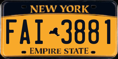 NY license plate FAI3881