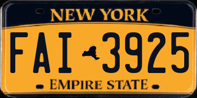 NY license plate FAI3925
