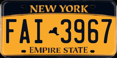 NY license plate FAI3967