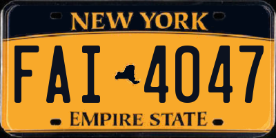 NY license plate FAI4047