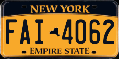 NY license plate FAI4062