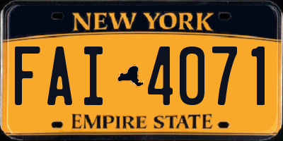 NY license plate FAI4071