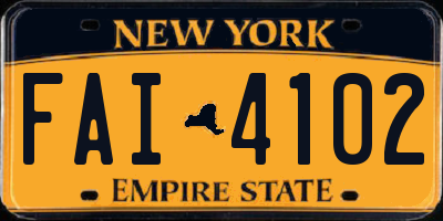 NY license plate FAI4102