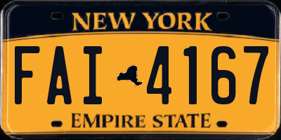 NY license plate FAI4167
