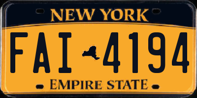 NY license plate FAI4194