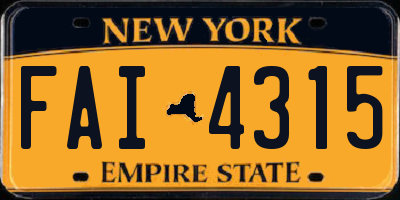 NY license plate FAI4315