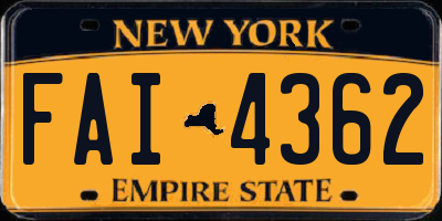 NY license plate FAI4362