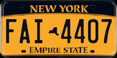 NY license plate FAI4407