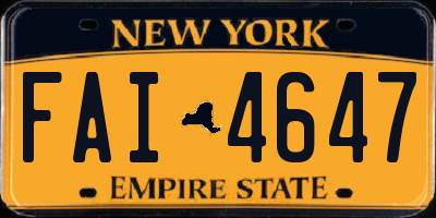 NY license plate FAI4647