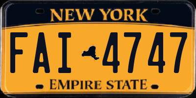 NY license plate FAI4747