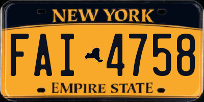 NY license plate FAI4758