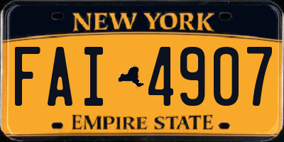 NY license plate FAI4907