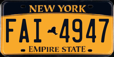 NY license plate FAI4947