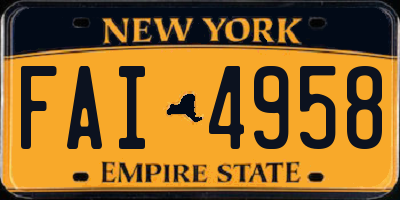 NY license plate FAI4958