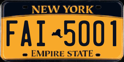 NY license plate FAI5001