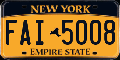 NY license plate FAI5008
