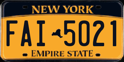 NY license plate FAI5021