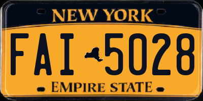 NY license plate FAI5028