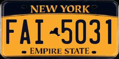 NY license plate FAI5031