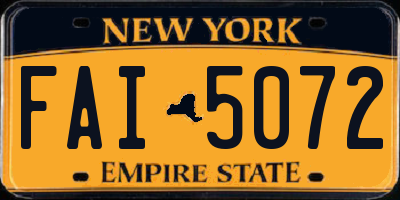 NY license plate FAI5072