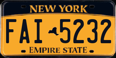 NY license plate FAI5232