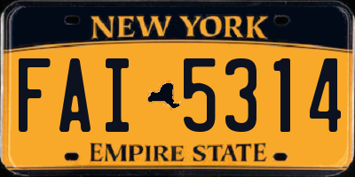 NY license plate FAI5314