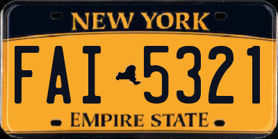 NY license plate FAI5321
