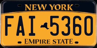 NY license plate FAI5360