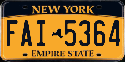 NY license plate FAI5364